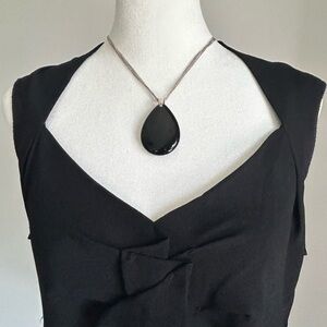 Sterling with Black Onyx Teardrop Pendant,  925 Sterling Necklace 4 Chains NWOT